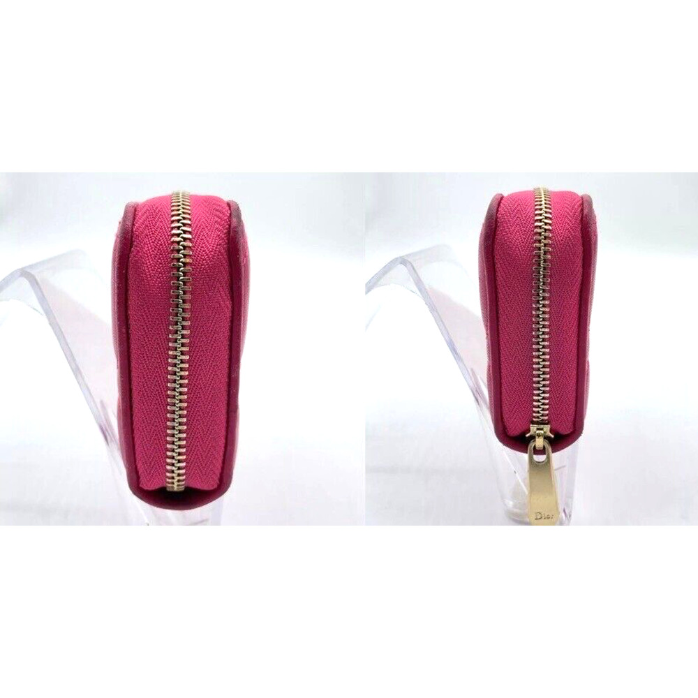 Authentic Christian DIOR Pink Cannage Leather Compact Zip Around Wallet EUC - Picture 6 of 7